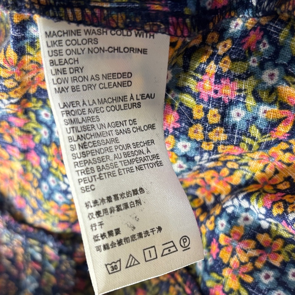 Free People Black Floral Button-Front Blouse with Orange & Pink Flowers - Picture 6 of 13